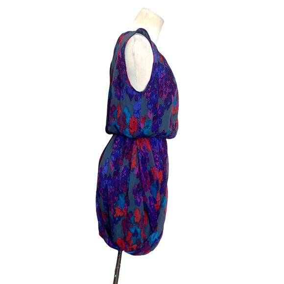 Tibi silk blue abstract print draped sleeveless dress size 2 - Picture 10 of 11